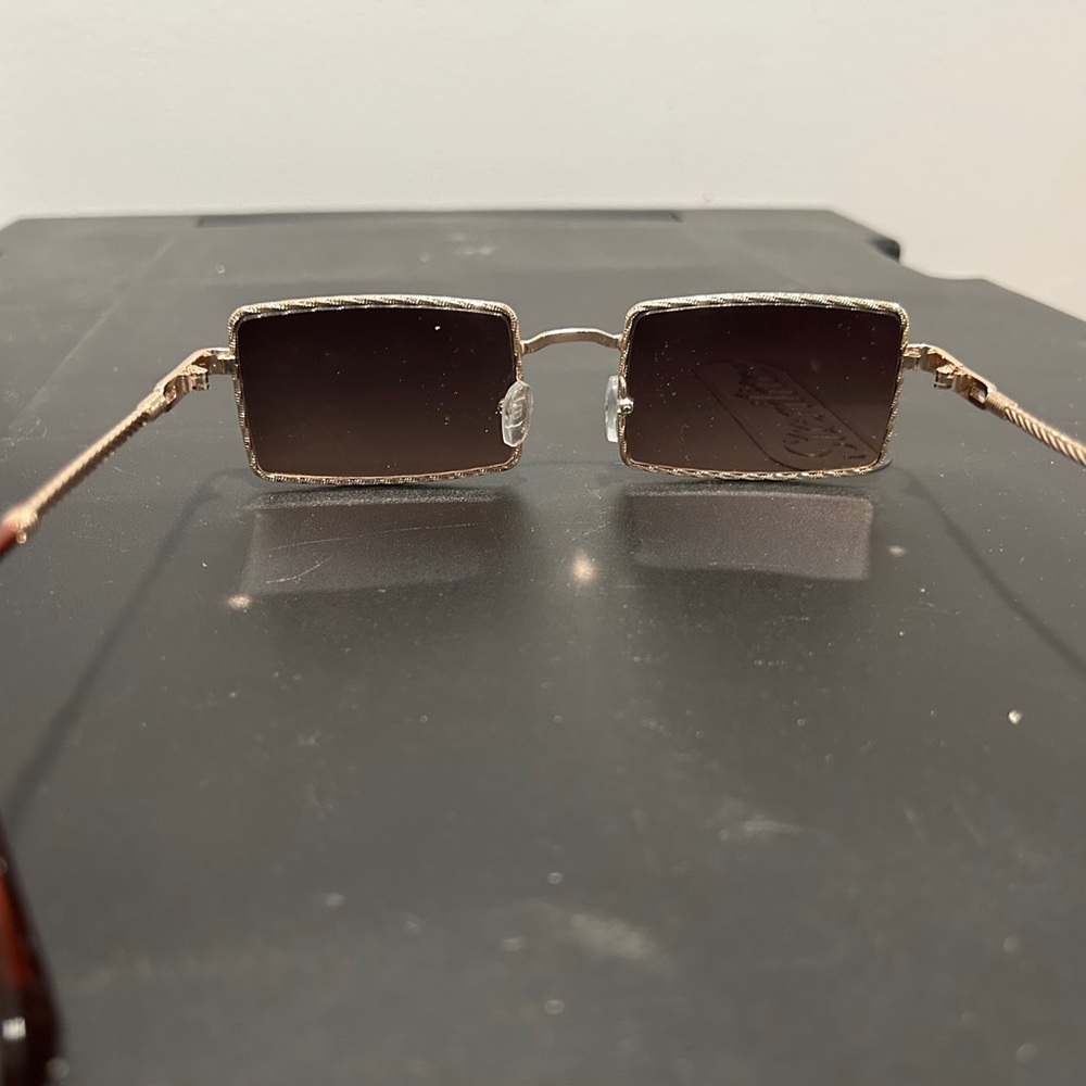 Gold Frame Rectangular Sunglasses - image 4